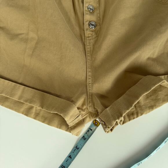 Topshop Paper Bag Tan Button Fly Shorts Size 12 - Picture 7 of 9